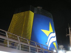 Superferry II Funnel with Golden Star Ferries Livery