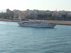 Aegean Glory departing, 4 8 2013